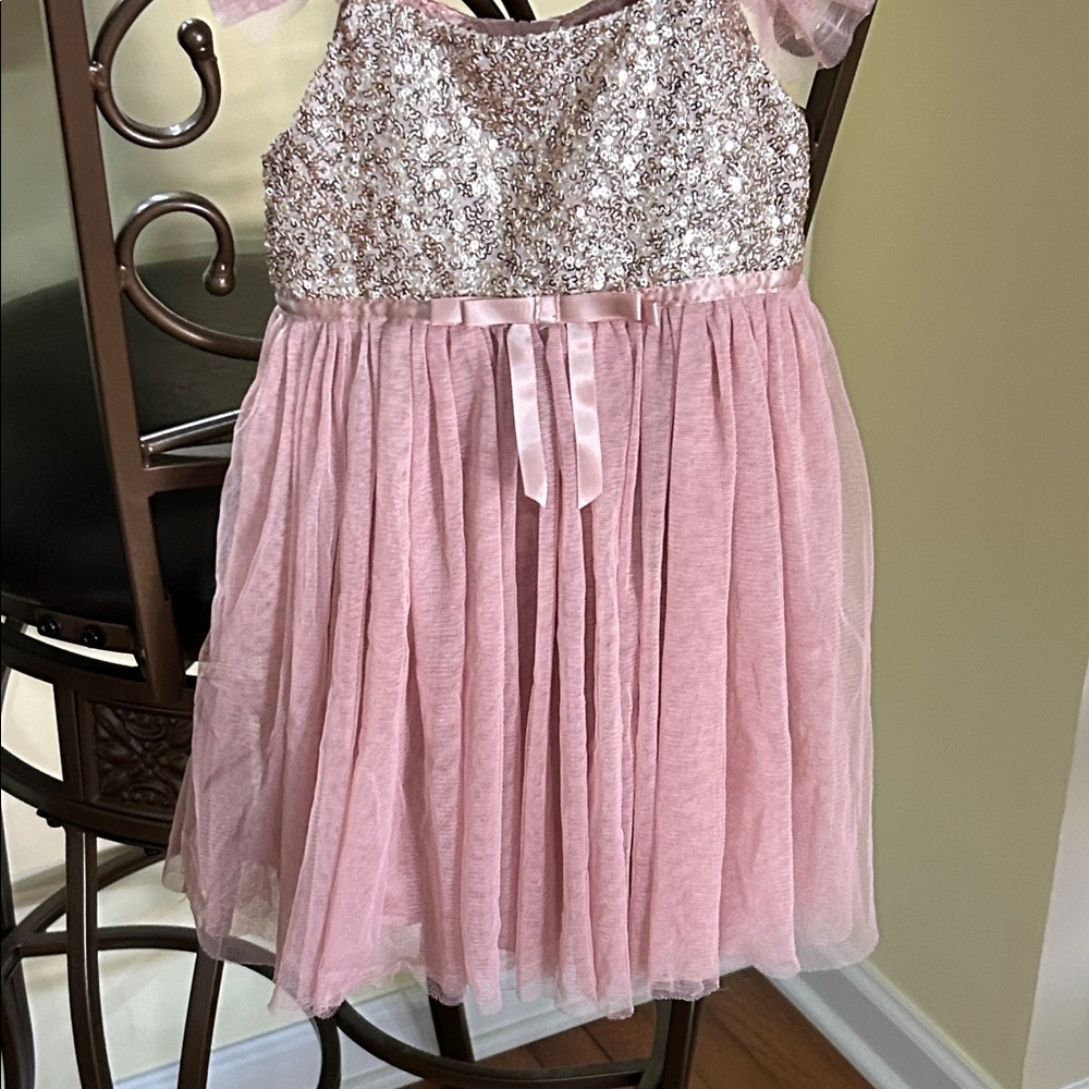 Popatu Little Girls Sequin Tulle Dress, featuring a sequin-embellished bodice - Picture 3 of 5